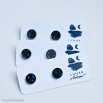 Mini Stud - Holographic Black 10mm circle