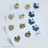 Mini Stud - Golden Sparkle Love heart 11mm