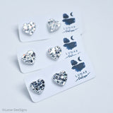 Mini Stud - White Sparkle Love heart 15mm