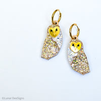 Brad the Barn Owl - Gold GLITTER version - HOOPS