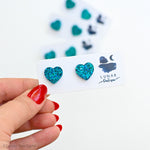 Mini Stud - Holographic Turquoise 15mm Love heart