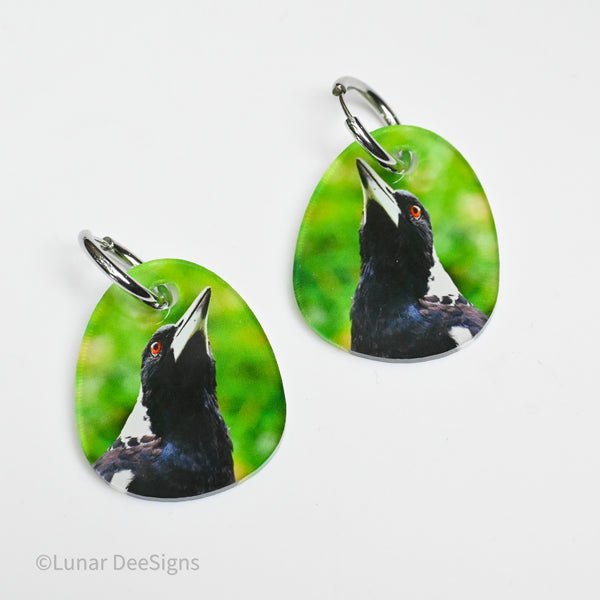 Aussie Bird Portraits - Australian Magpie - Double Design - Black Glitter