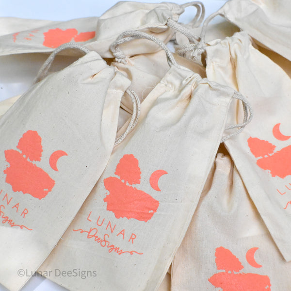 Lunar Dee branded Calico Bag - Small - current colour is coral