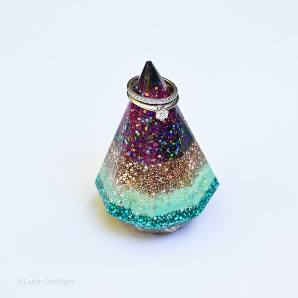 Resin Ring Cone - One of a kind no waste, Ring holder 008