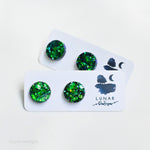 Mini Stud - Green emerald 15mm Circle