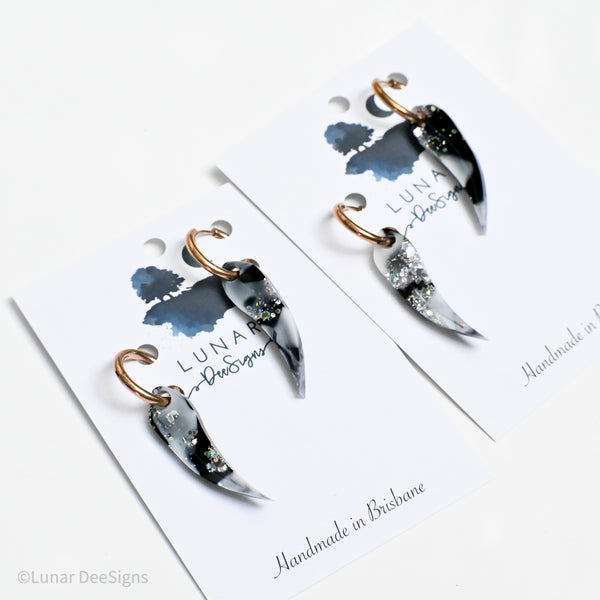 Gum blossom leaf - Special Black and white with glitter - only 2 pairs