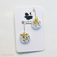 Every Day Hoops - White Sparkle - Hummingbird charm
