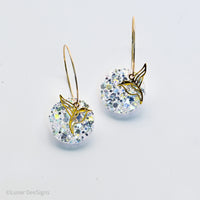 Every Day Hoops - White Sparkle - Hummingbird charm