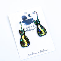 Glow in the Dark - Casey the Cat - Black opal - Gold or Silver option