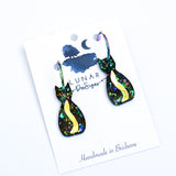 Glow in the Dark - Casey the Cat - Black opal - Gold or Silver option