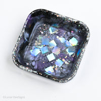 Resin Trinket Dish - lavender and silver squares