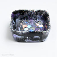 Resin Trinket Dish - lavender and silver squares