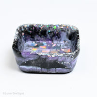 Resin Trinket Dish - lavender and silver squares