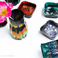 Resin Trinket Dish - lavender and silver squares