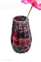 Resin Vase - Deep Pink and Rainbow Sparkles