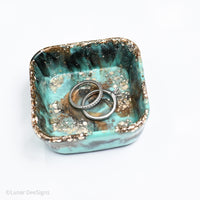 Resin Trinket Dish - Tiffany Green and Gold
