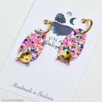 Brian the Bat - Pink Mix - Gold Hoops