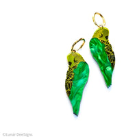 Boris the Budgie - Green and Yellow - Choose studs or hoops