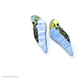 Boris the Budgie - Blue and Silver - Choose studs or hoops