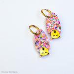 Brian the Bat - Pink Mix - Gold Hoops