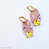 Brian the Bat - Pink Mix - Gold Hoops