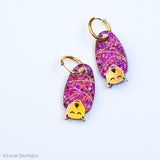 Brian the Bat - Fuschia/Plum pink - Gold Hoops