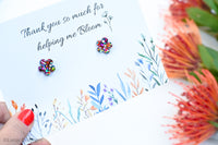 Teachers' Gifts - Bloom/Flower resin studs - pick your colour