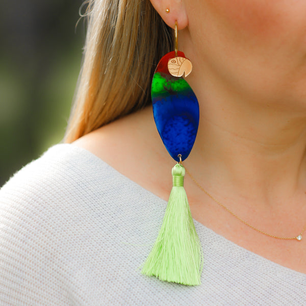 Macaw - Malcolm - Chartreuse Tassel (Red and Green)