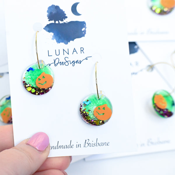 HALLOWEEN Resin Hoops - Pumpkin Special