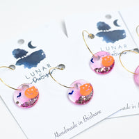 HALLOWEEN Resin Hoops - Sunset Pumpkin