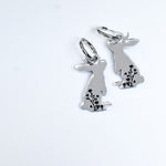 Basil the Bunny - HOOPS - Silver - Black Silhouette
