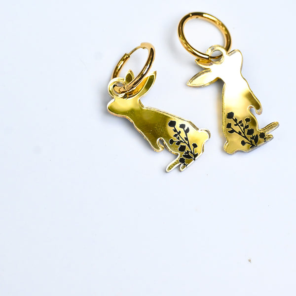 Basil the Bunny - HOOPS - Gold - Black Silhouette